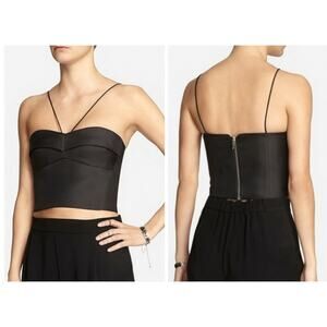 NICHOLAS Size US 6 Size Italy 42 Bonded Silk Black Sweetheart Bustier Crop Top